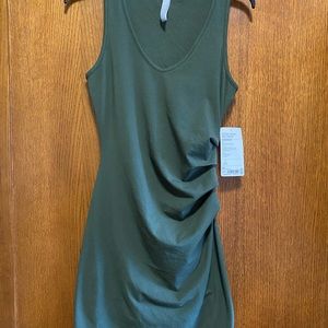 Athleta fitted tank tee dress in olive green size SMALL.